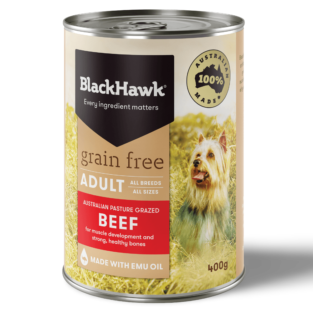BLACK HAWK GRAIN FREE BEEF 400G (12PK)