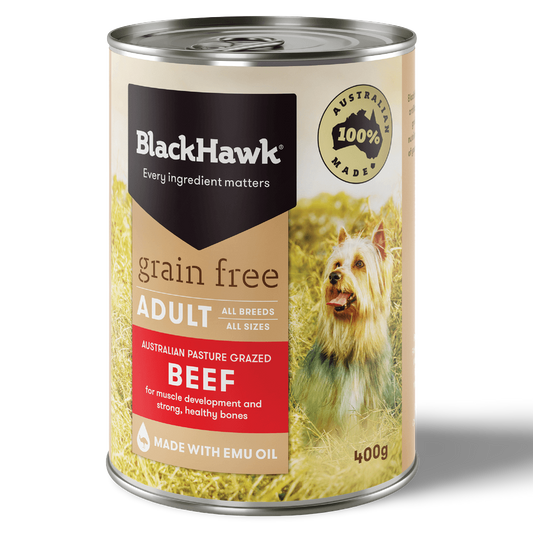 BLACK HAWK GRAIN FREE BEEF 400G (12PK)