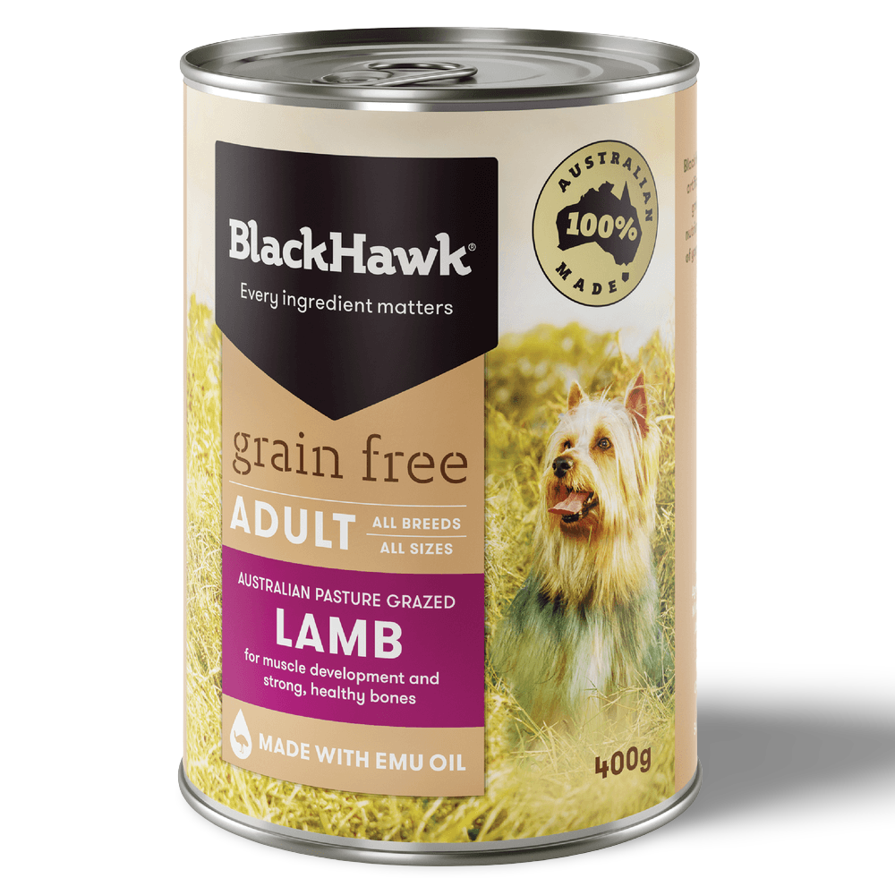 BLACK HAWK GRAIN FREE LAMB 400G (12PK)